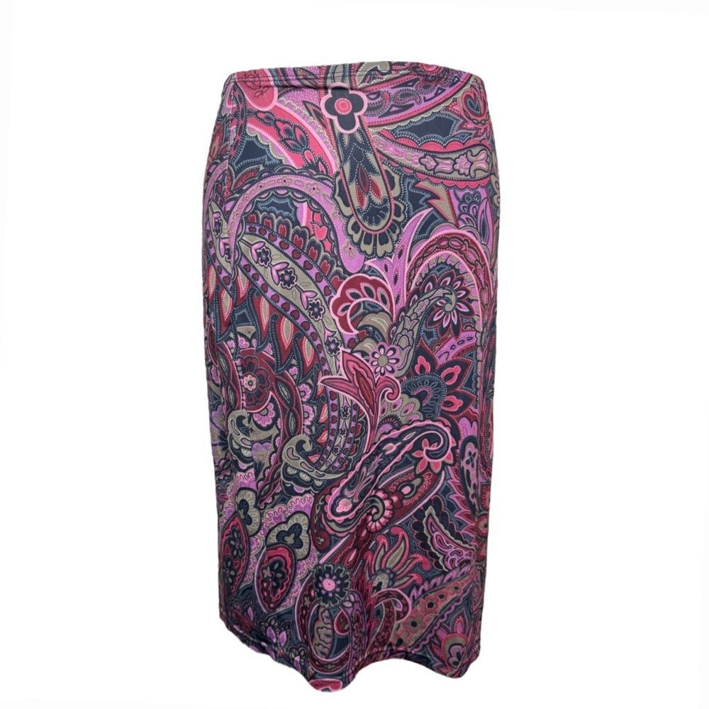 Y2K Xoxo Pink Paisley Print Midi Skirt Size Medium